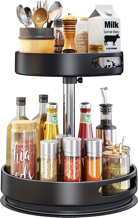 Tier Rotating Spice Racks Degree Rotation Turntable Kitchen