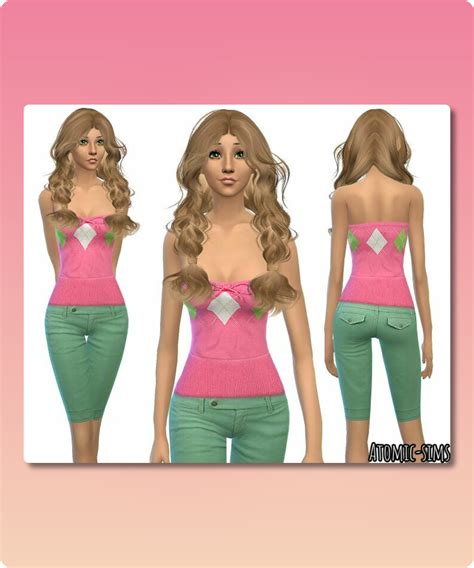 Miss Cutie Green Pants With Pink Top Conversion By Atomic Sims Sims 4 Clothing Cc En 2024