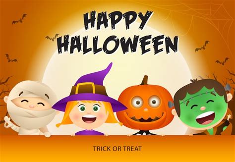 Free Vector | Happy halloween with kids in zombie