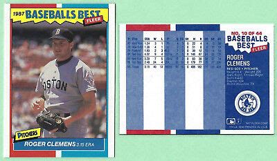 ROGER CLEMENS 1987 FLEER BASEBALLS BEST 10 BOSTON RED SOX PITCHER