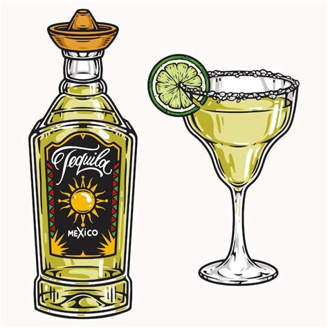 Premium Vector Tequila Bottle And Margarita Glass