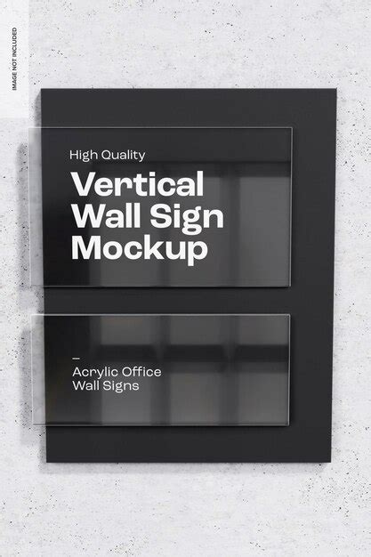 Maqueta de letrero vertical de acrílico para pared vista frontal