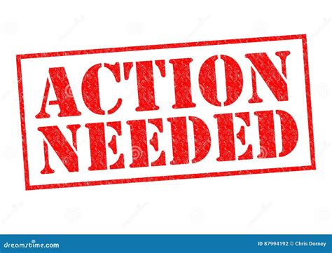 action needed stock photo image  importance heading