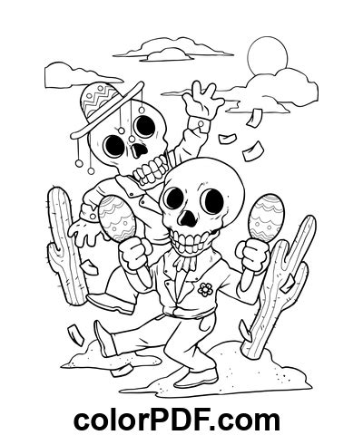 Dancing Skeletons Coloring Pages And Books In PDF