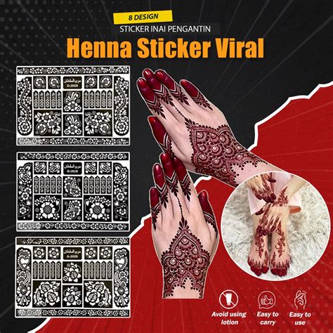 Inai Sticker Corak Viral Henna Stencil Sticker Inai Sticker Henna