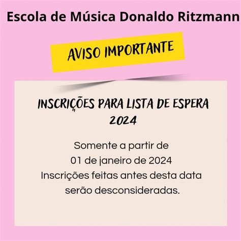 Eventos Escola De M Sica Donaldo Ritzmann Lista De Espera