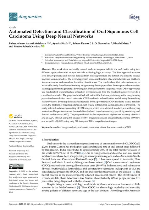 Pdf Automated Detection And Classification Of Oral Squamous Cell Carcinoma Using Deep Neural