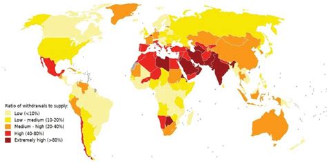 World Map of Water Scarcity as per Withdrawal to Availability... | Download Scientific Diagram