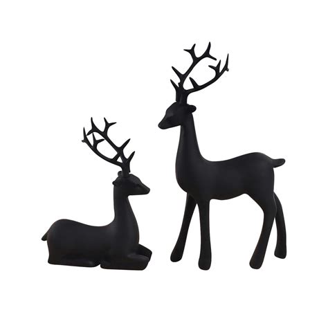 Black Reindeer Decor Black Christmas Reindeer Figurines 2pcs Small