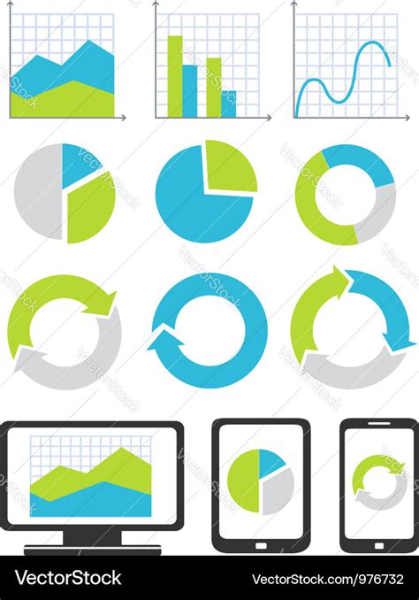 Business chart and graph icons Royalty Free Vector Image