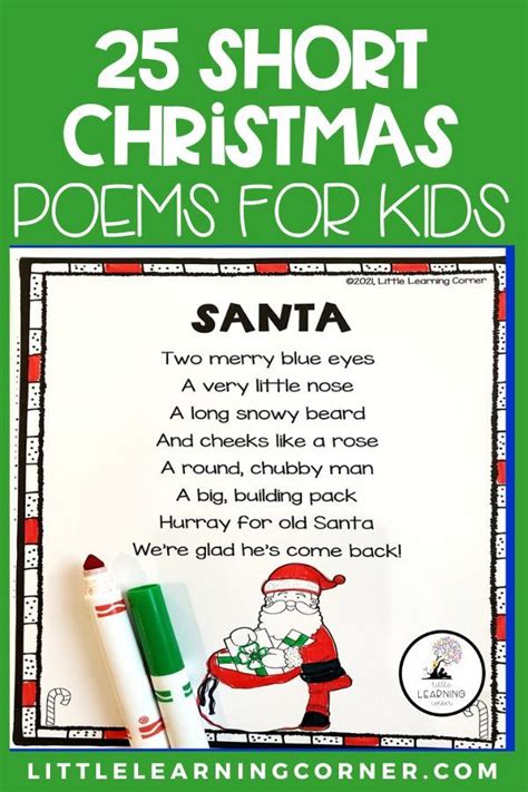 25 Short Christmas Poems For Kids Christmas Poems Short Christmas