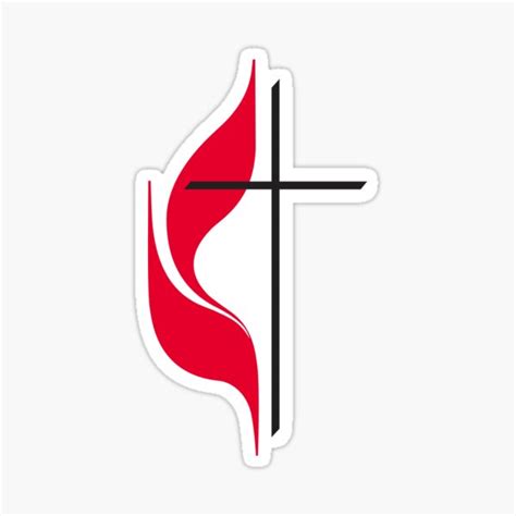 United Methodist Church Cross And Flame Logo Sticker For Sale By Amenamenamen Redbubble