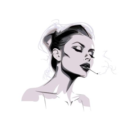 Premium Vector Smoking Hot One Line Drawing Beautiful Woman Vector Art