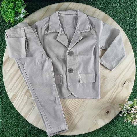 Conjunto Social Blazer Calça Nude Infantil Pajem Casamento Evento Lojinha da Vivi Roupas