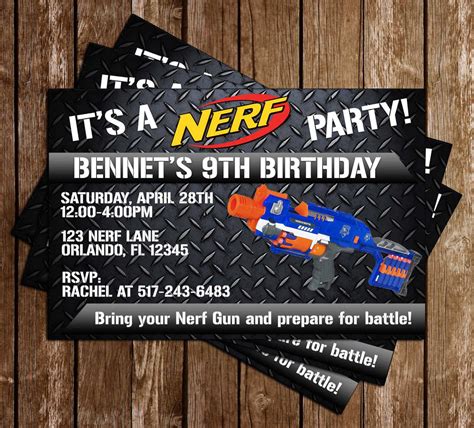 Nerf Gun Party Invitations Template Free