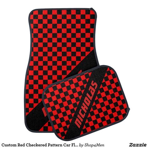 Custom Red Checkered Pattern Car Floor Mat Car Floor Mats Checkered Pattern