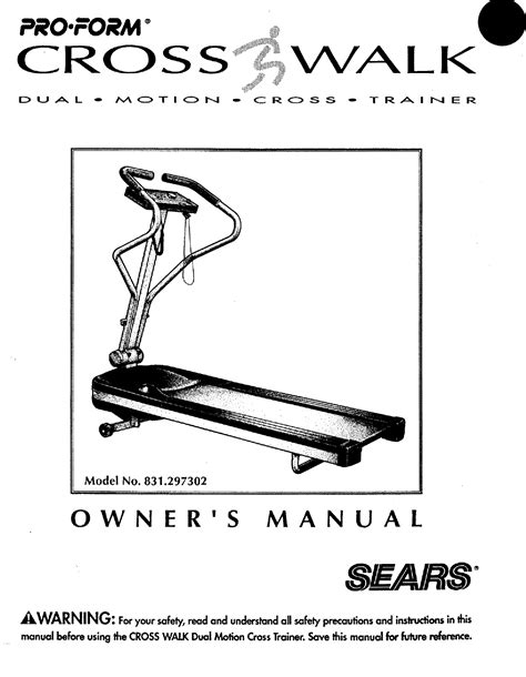 Proform 831297302 User Manual CROSSWALK PLUS TREADMILL Manuals And