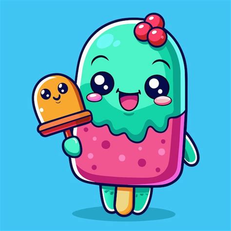 Premium Vector Cute Popsicle Eating Ice Cream Cone Cartoon Vector