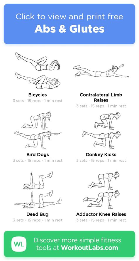 Abs Glutes Click To View And Print This Illustrated Exercise Plan