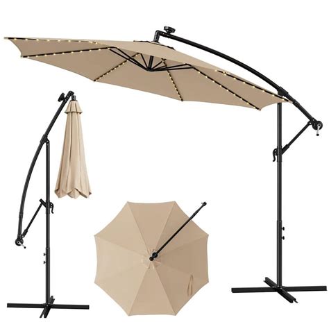 Costway 10 Ft Solar Lighted 112 LED Cantilever Offset Patio Umbrella