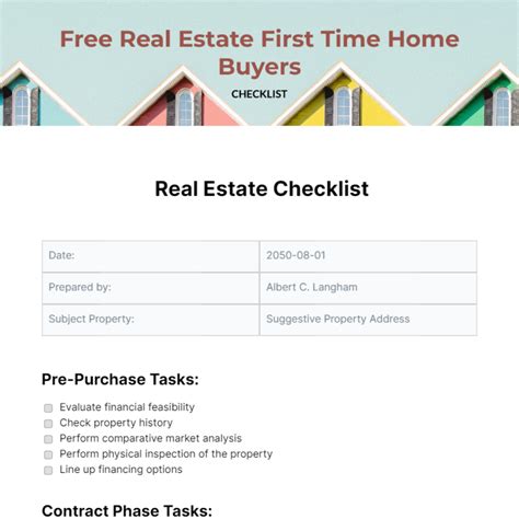 Free Real Estate First Time Home Buyers Checklist - Edit Online ...