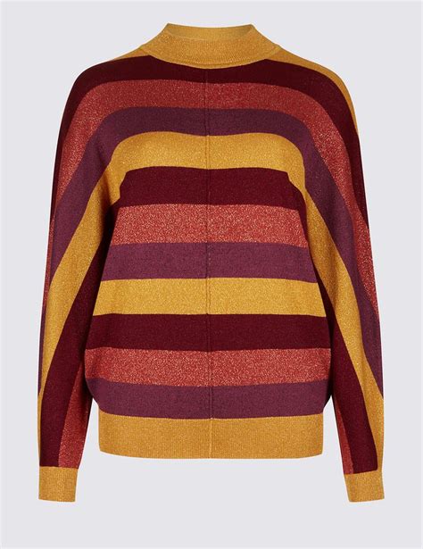 Striped Funnel Neck Jumper Mands Collection Mands Funnel Neck