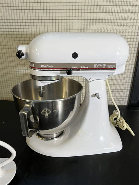 White Kitchenaid Ksm90 300w Ultra Power Stand Mixer W Bowl Attachments Tested Ebay