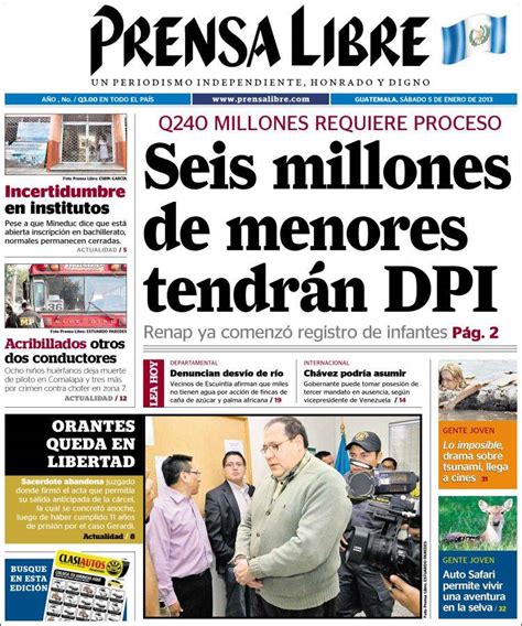 Periódico Prensa Libre Guatemala Periódicos De Guatemala Edición De