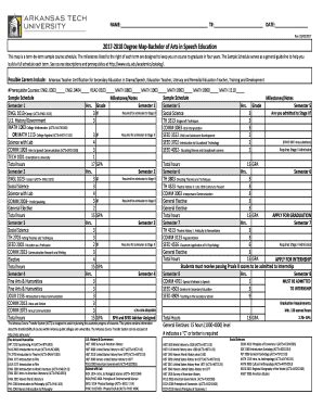 Fillable Online 2017 2018 Degree Map Bachelor Of Arts In Speech