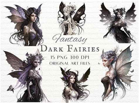 Dark Fairies 15pc Png Bundle Dark Fairy Png Dark Elven Fairy Png Dark