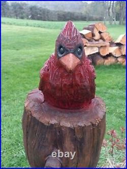 » Chainsaw Carved Cardinal Wood Carving Birds Sculpture DecorWood ...