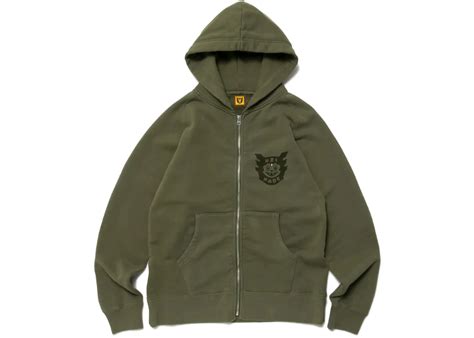 Human Made Uzi Made Zip Hoodie Oliev Drab Mens Fw22 Us