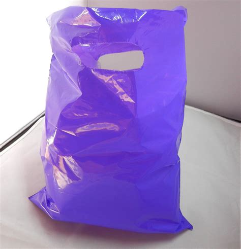 100 12x15 Purple Glossy Low Density Plastic Merchandise Bags Whandles