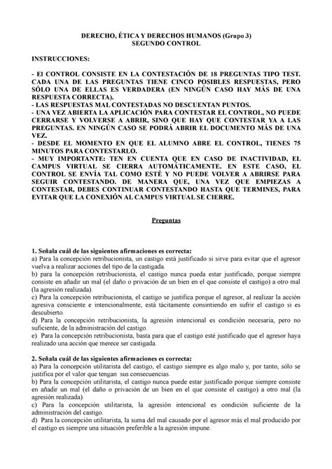 Examen Preguntas Y Respuestas Derecho Y Derechos Humanos