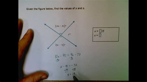 Geometry Solving Equations Involving Vertical Angles And Linear Pairs Youtube