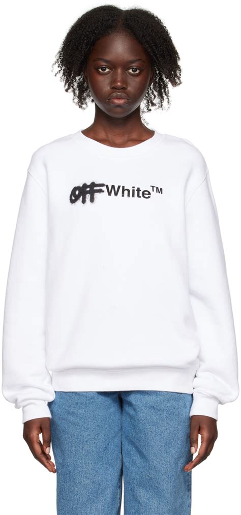 Off White Pull Molletonné Spray Helv Blanc Ssense France