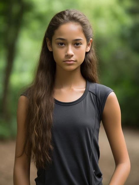 Premium Photo A Girl With Long Hair Stands In A Forest