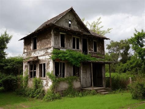 Premium Photo An Old Dilapidated House Dramatic Landscape