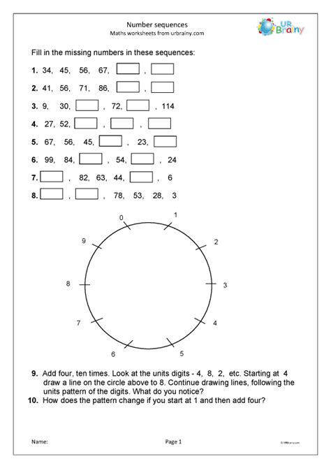 Number Sequences Reasoningproblem Solving Maths Worksheets For Year 6 Age 10 11 By