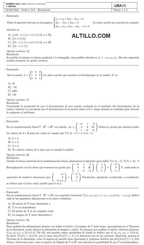 Parcial T Lgebra Para Cs Econ Micas Uba Xxi