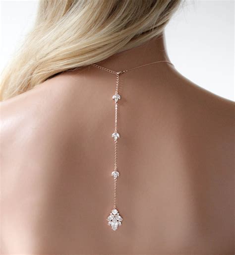 Rose Gold Backdrop Necklace Bridal Backdrop Necklace Bridal Etsy