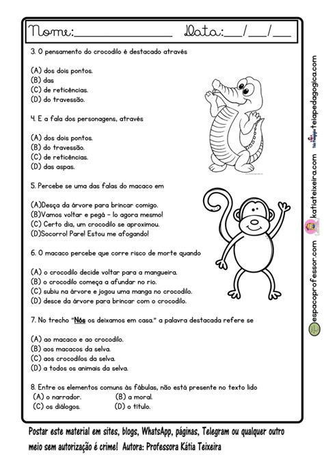 Sequência O Macaco E O Crocodilo 5º Ano Para Baixar