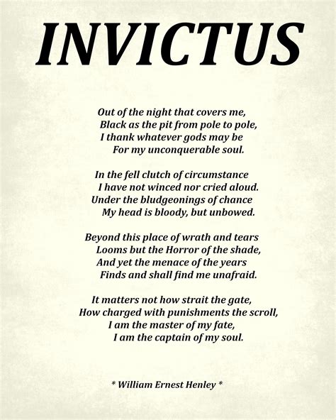 Invictus Poem By William Ernest Henley Typography Print Etsy