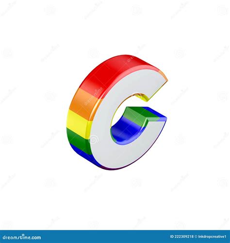 Isometric Letter C Gay Pride Rainbow Flag Font 3D Rendering Stock