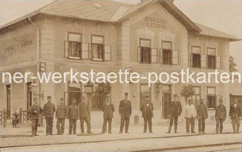 Fotokarte Schwechat Kledering Bahnhof um 1905 Wiener Werkstätte