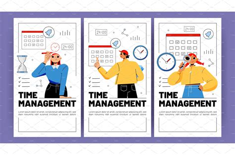 Time Management Posters With Workers People Illustrations Creative