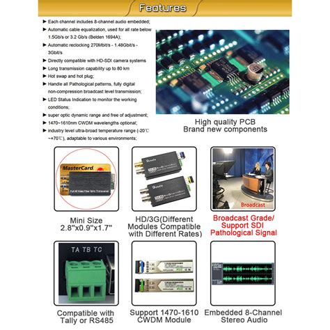 Mini 3g Sdi Video Extender With Sdi Loop Output 1080p 3g Sdi Fiber Con