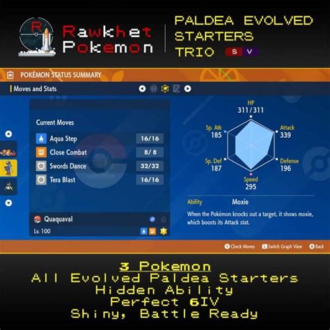 Evolved Paldea Starters Trio (3x, 6IV, Shiny, Hidden Abilities ...