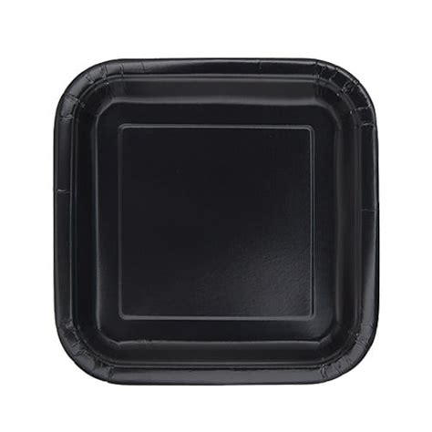 Black Square Paper Plates 17cm Pack Of 16 Partyrama