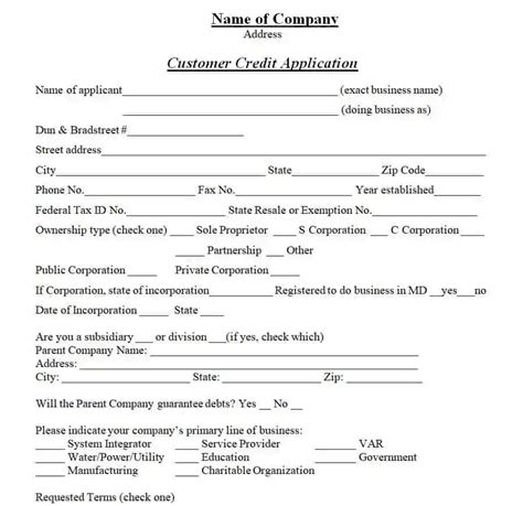 20 Free Credit Application Form Templates Excel Templates